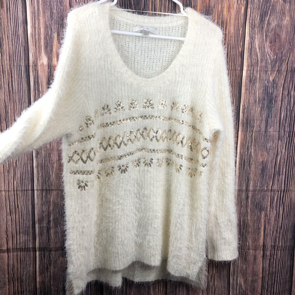 🌴Lauren Conrad Fuzzy Sweater XL Sequins Sparkle